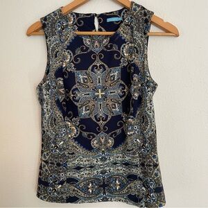 J Mclaughlin Sleeveless Top Women’s Sm Paisley “Catalina Cloth” Nylon Spandex